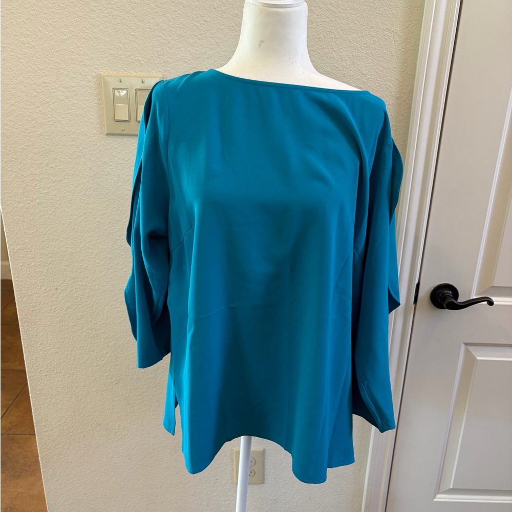 Misook Teal Boatneck Blouse